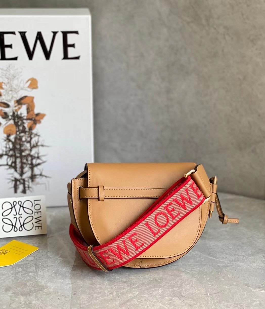 Loewe Gate Dual Mini Bag In Brown Calfskin