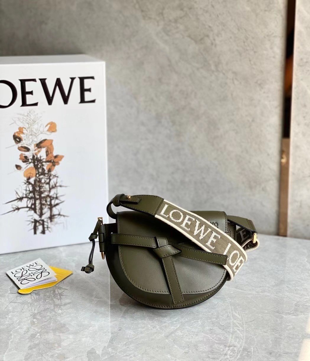 Loewe Gate Dual Mini Bag In Autumn Green Calfskin