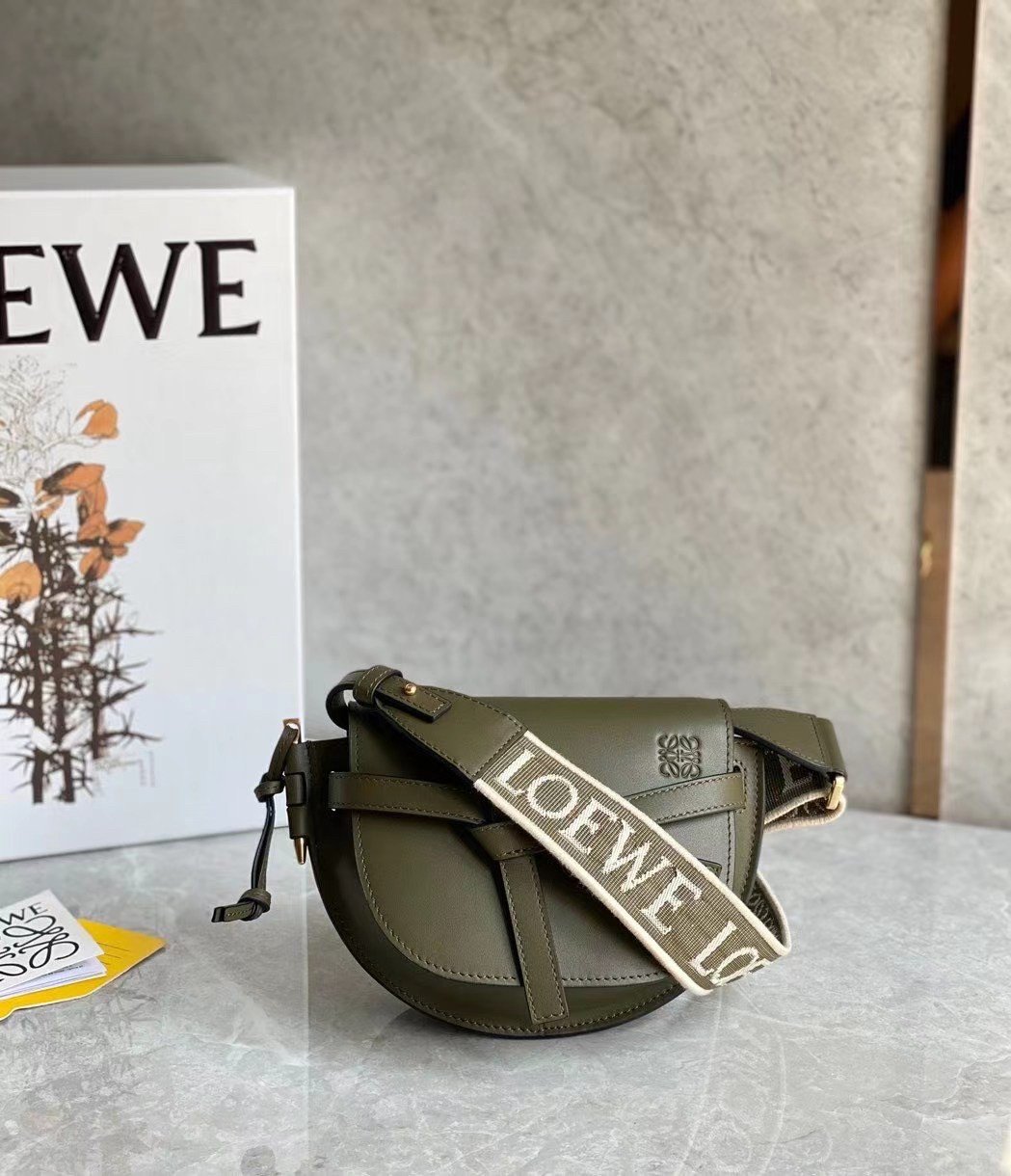 Loewe Gate Dual Mini Bag In Autumn Green Calfskin