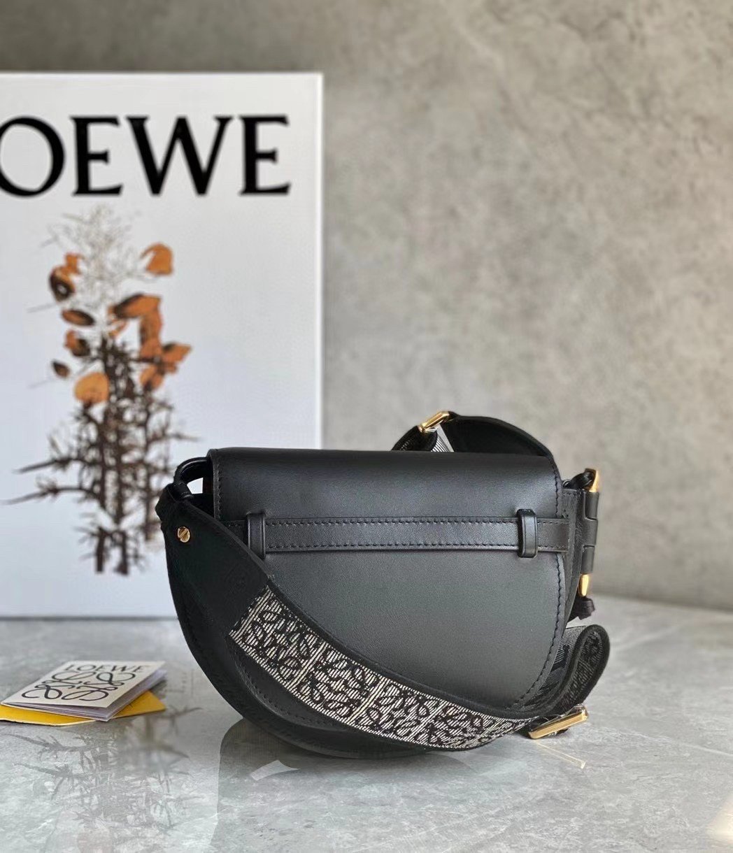 Loewe Gate Dual Mini Bag In Black Calfskin