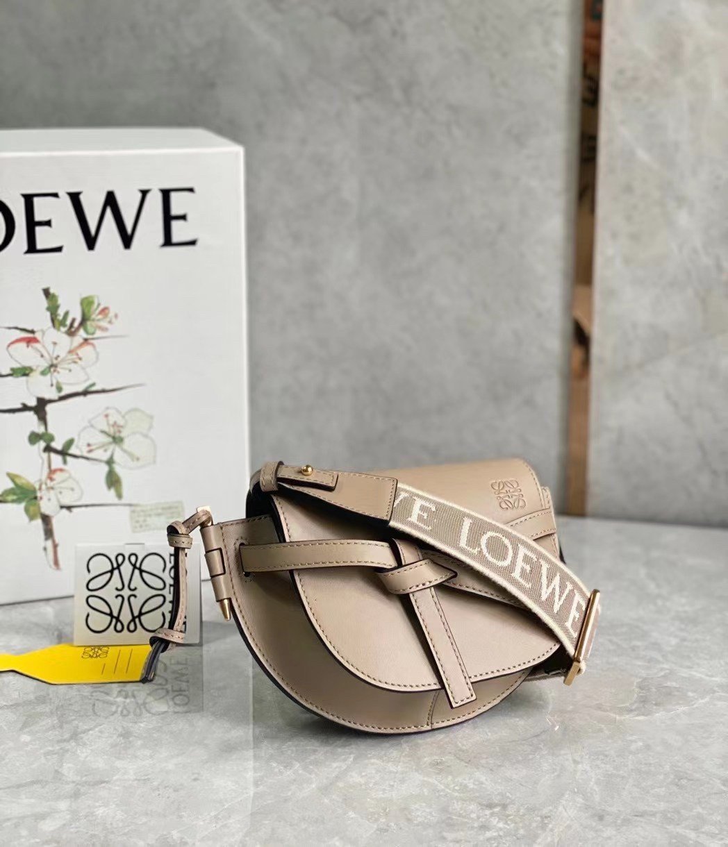 Loewe Gate Dual Mini Bag In Sand Calfskin