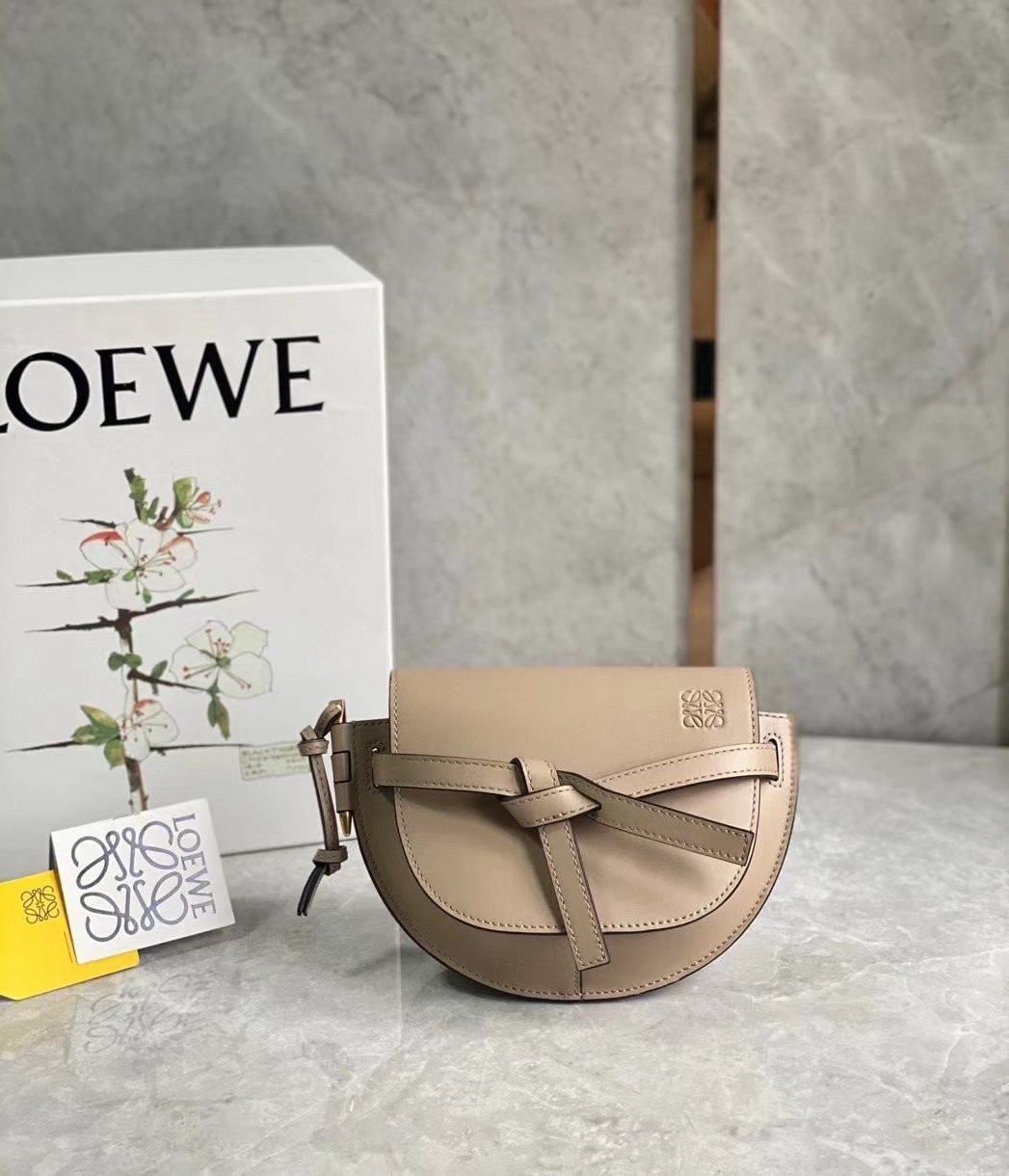 Loewe Gate Dual Mini Bag In Sand Calfskin