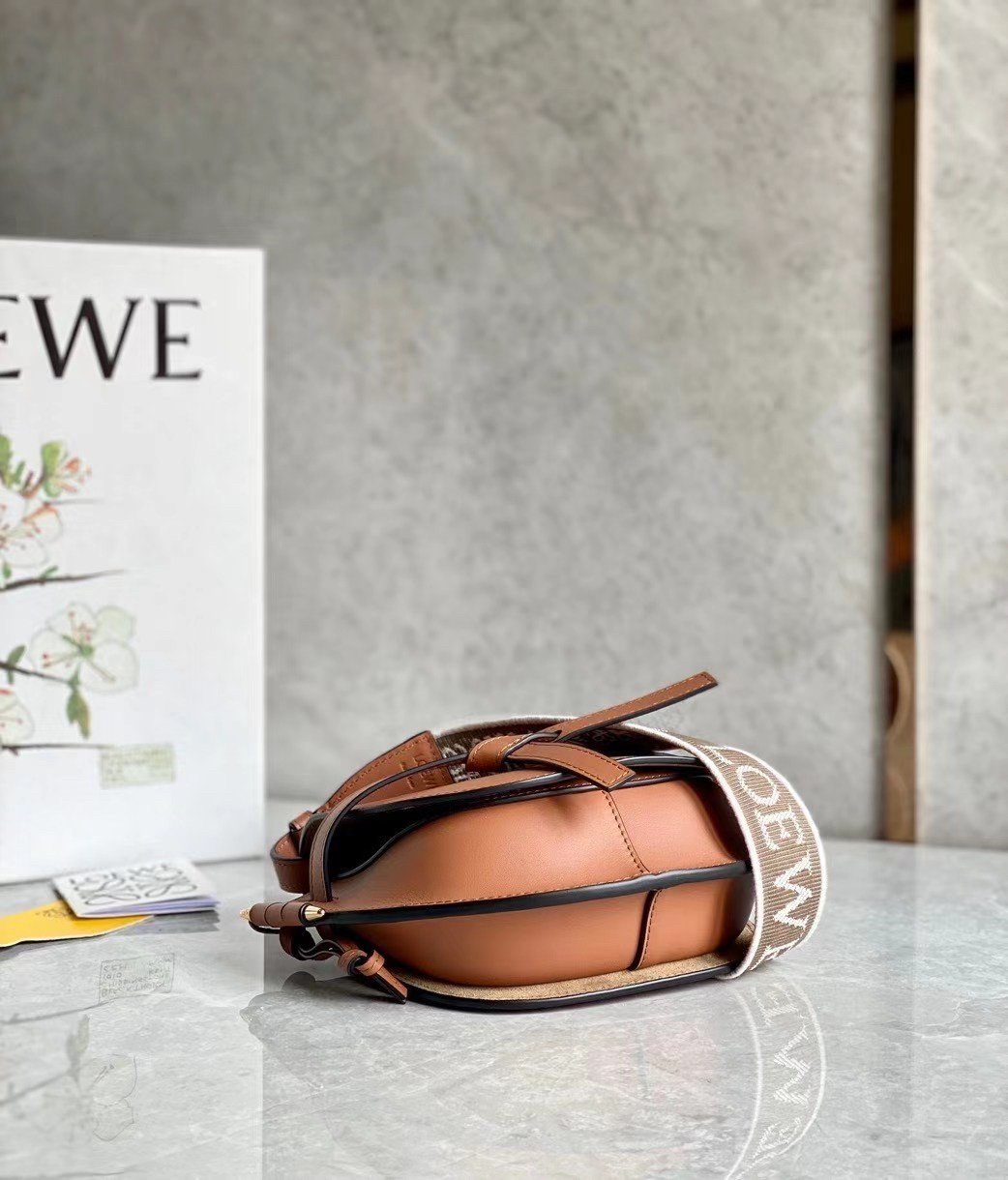 Loewe Gate Dual Mini Bag In Tan Calfskin