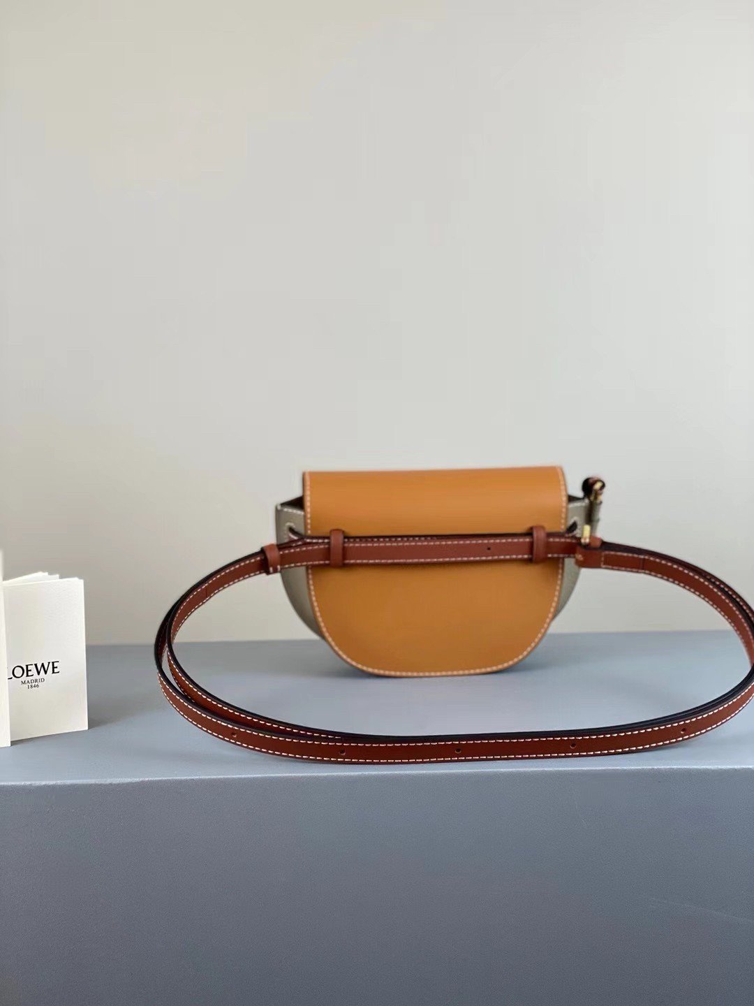 Loewe Gate Dual Mini Bag In Amber/Grey Calfskin