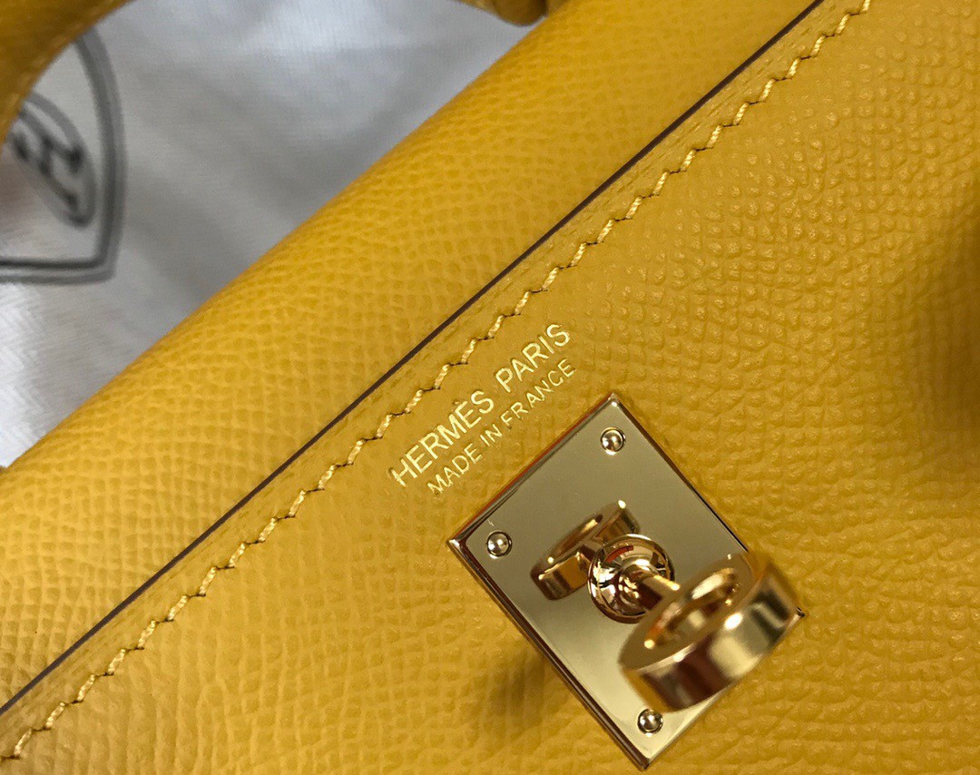 Hermes Kelly Mini II Sellier Bag In Yellow Epsom Leather GHW