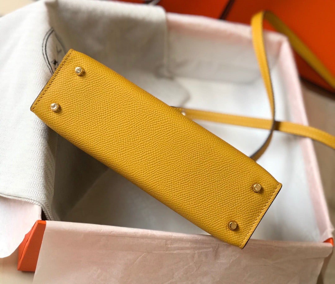 Hermes Kelly Mini II Sellier Bag In Yellow Epsom Leather GHW