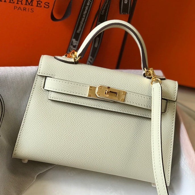 Hermes Kelly Mini II Sellier Bag In Beton Epsom Leather GHW