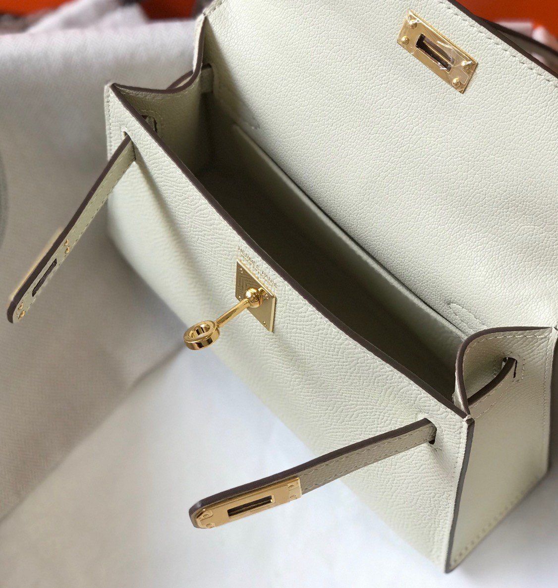 Hermes Kelly Mini II Sellier Bag In Beton Epsom Leather GHW