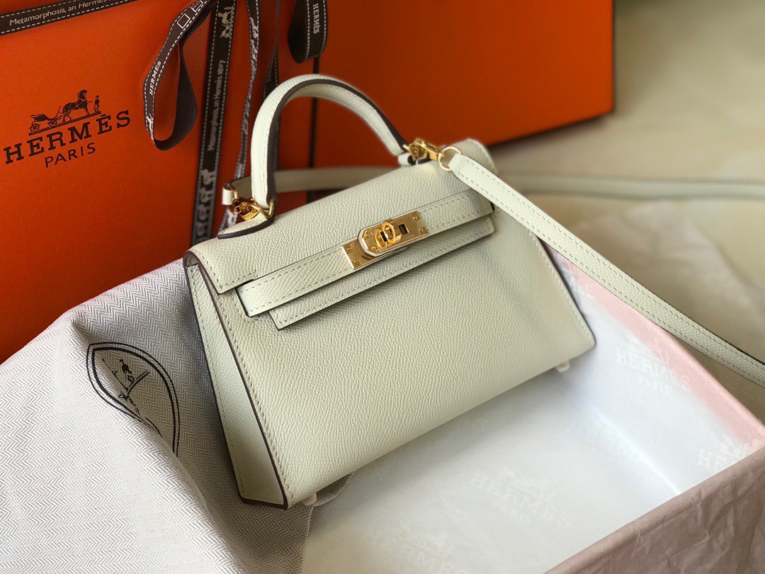 Hermes Kelly Mini II Sellier Bag In Beton Epsom Leather GHW