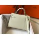 Hermes Kelly Mini II Sellier Bag In Beton Epsom Leather GHW