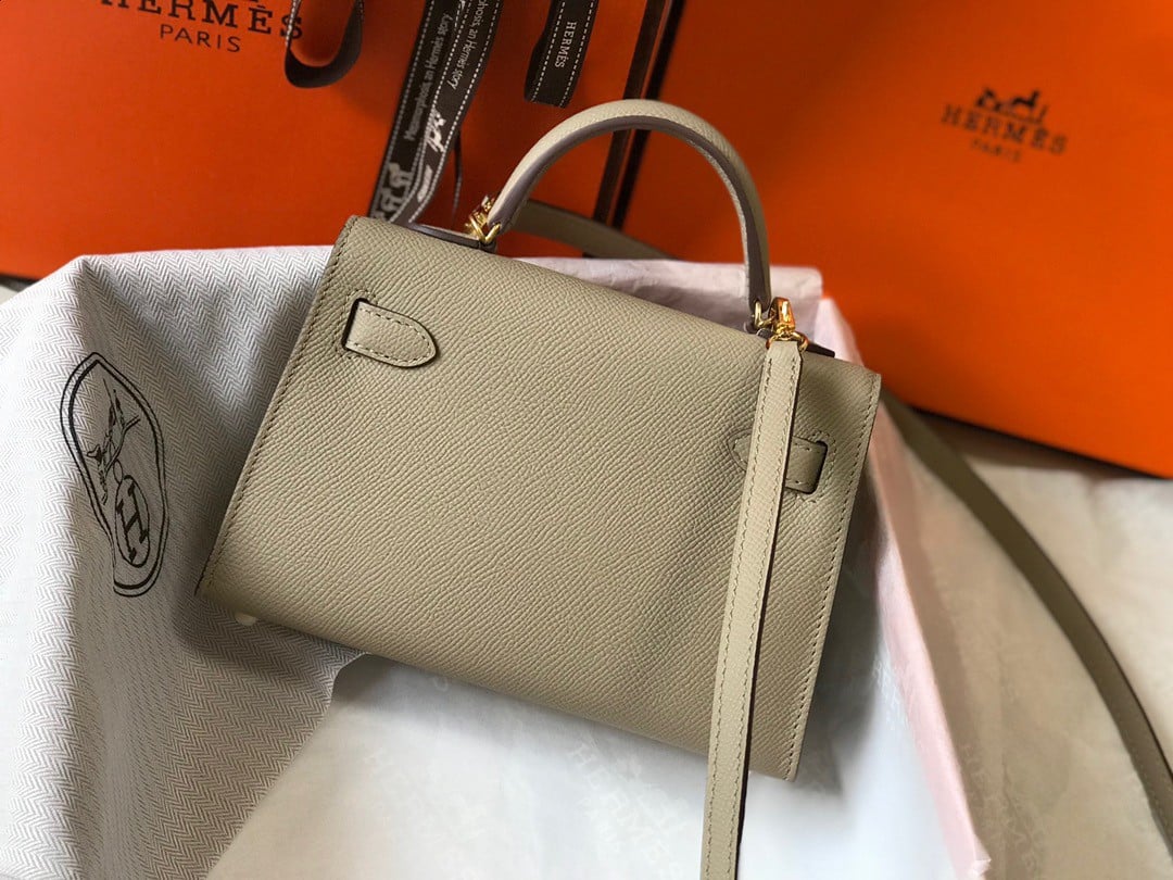 Hermes Kelly Mini II Sellier Bag In Tourterelle Epsom Leather GHW