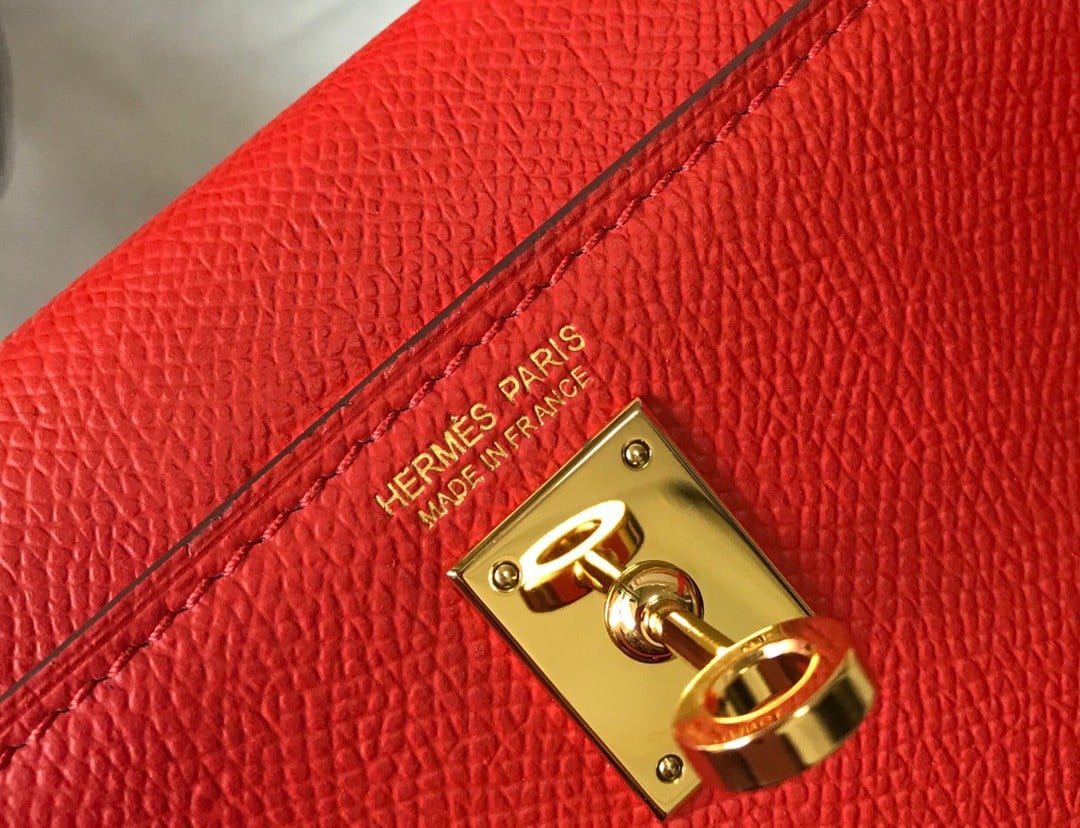 Hermes Kelly Mini II Sellier Bag In Red Epsom Leather