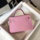 Hermes Kelly Mini II Sellier Bag In Mauve Sylvestre Epsom Leather