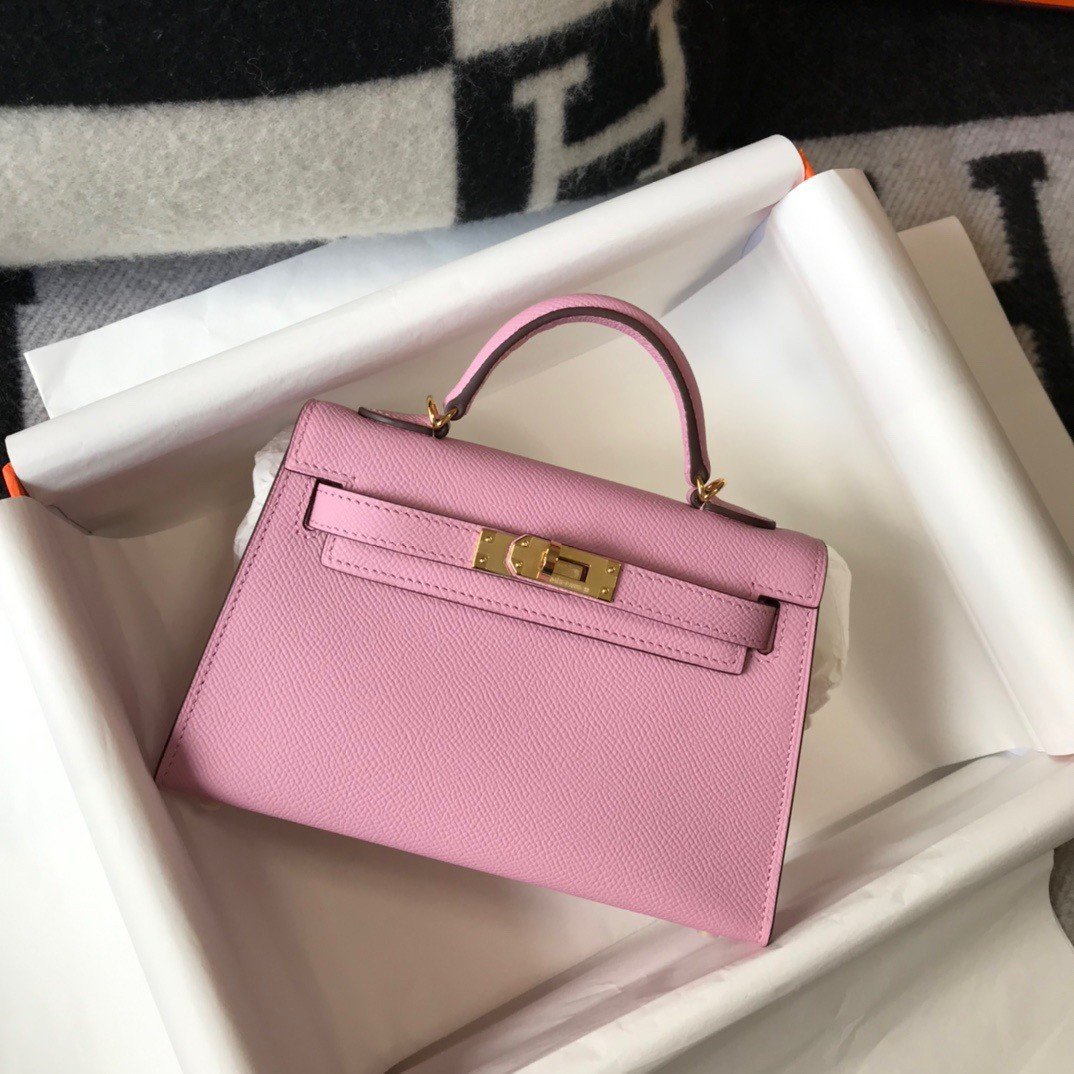 Hermes Kelly Mini II Sellier Bag In Mauve Sylvestre Epsom Leather