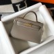 Hermes Kelly Mini II Sellier Bag In Gris Asphalt Epsom Leather