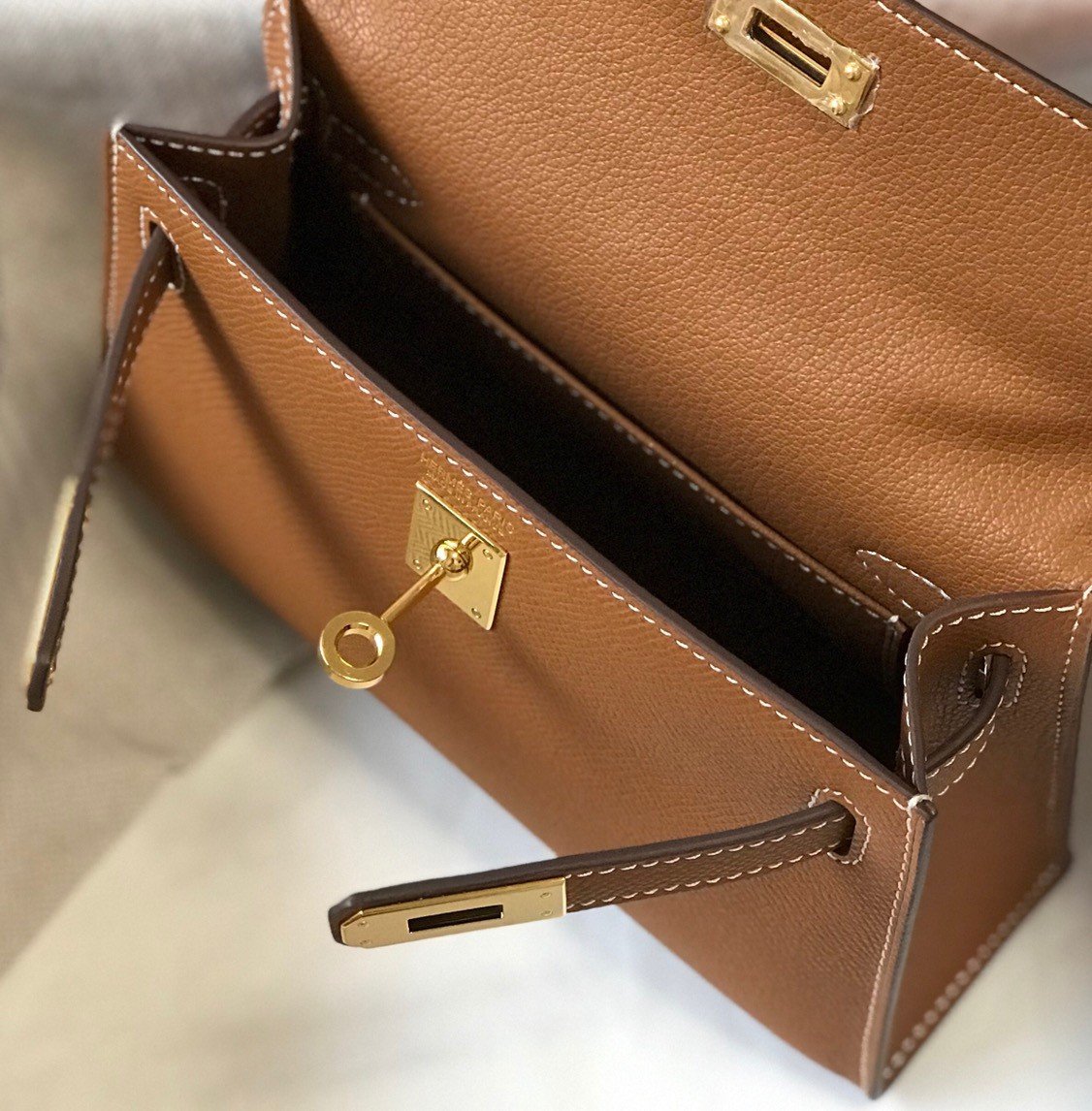 Hermes Kelly Mini II Sellier Bag In Gold Epsom Leather