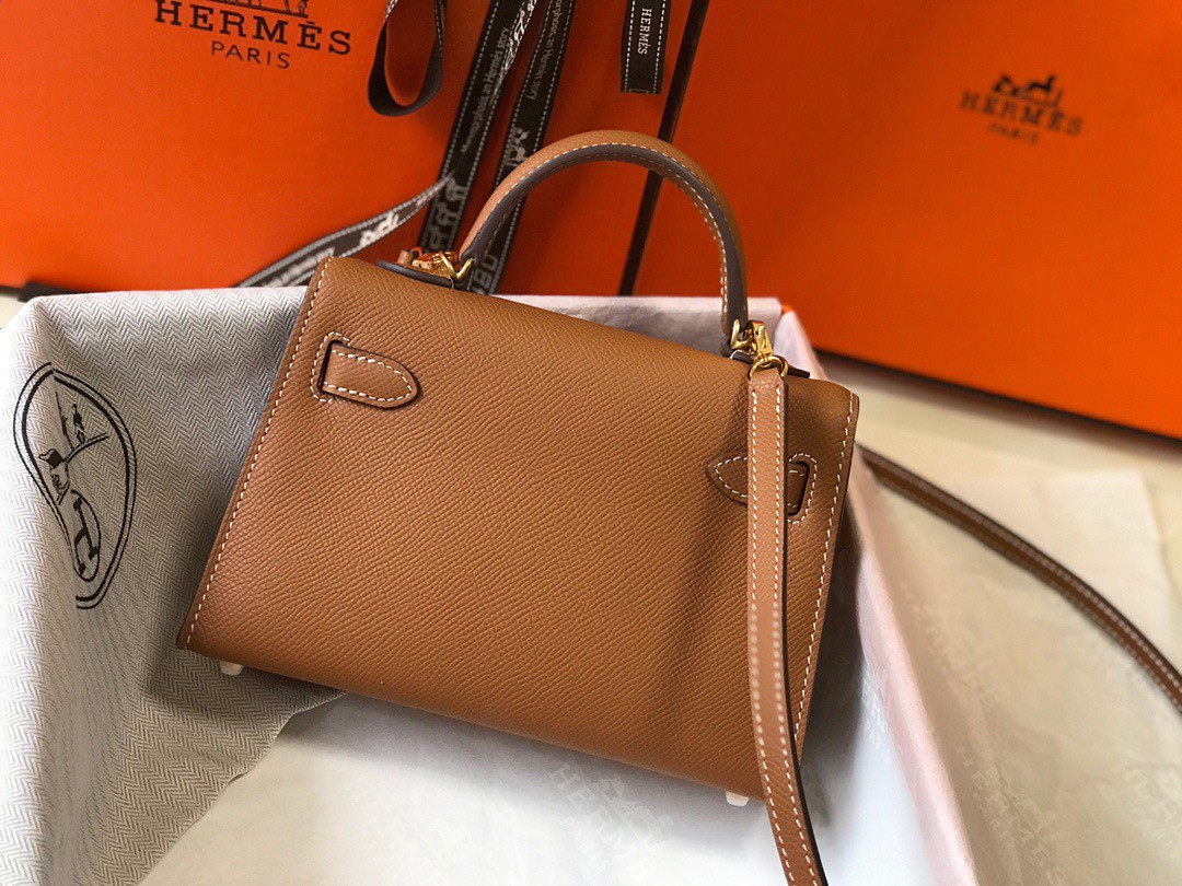 Hermes Kelly Mini II Sellier Bag In Gold Epsom Leather