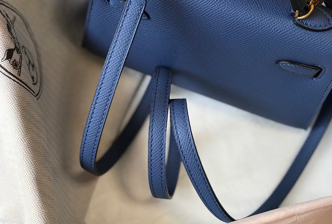 Hermes Kelly Mini II Sellier Bag In Blue Agate Epsom Leather