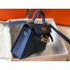 Hermes Kelly Mini II Sellier Bag In Blue Agate Epsom Leather