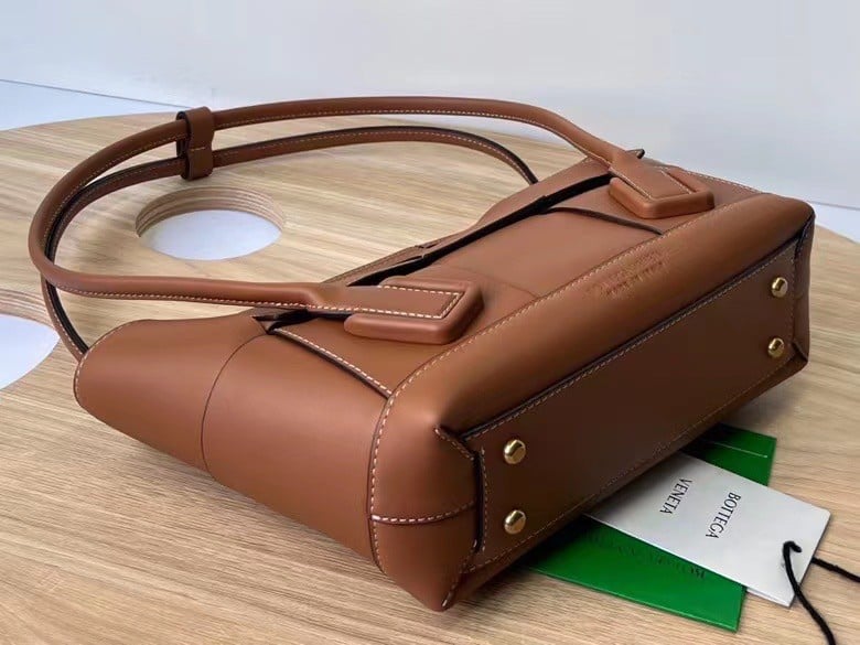 Bottega Veneta Arco Small Bag In Caramel Intrecciato Calfskin