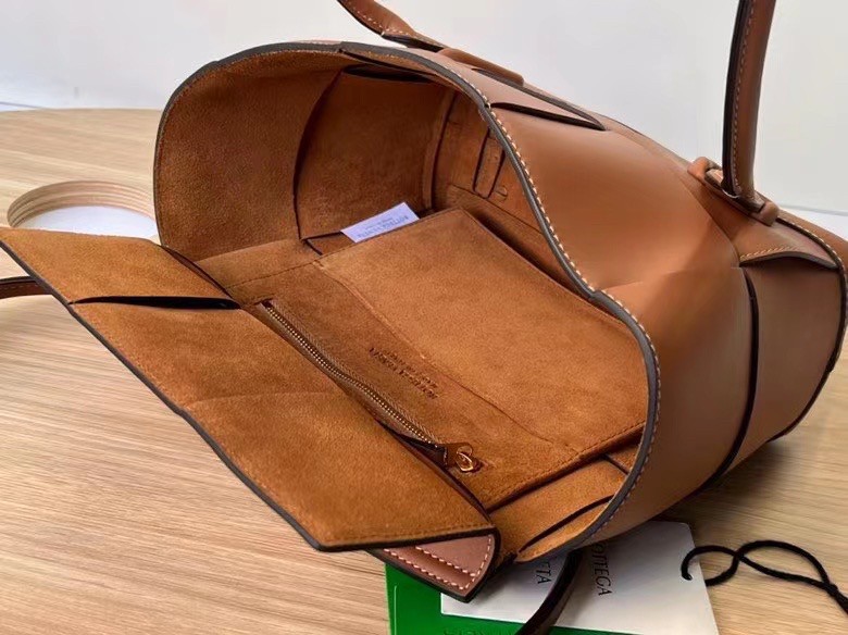 Bottega Veneta Arco Small Bag In Caramel Intrecciato Calfskin