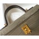 Hermes Kelly Mini II Sellier Bag In Taupe Crocodile Embossed Leather