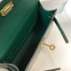 Hermes Kelly Mini II Sellier Bag In Green Crocodile Embossed Leather