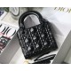 Dior Lady Dior Mini Bag In Black Calfskin with Diamond Motif