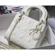 Dior Lady Dior Mini Bag In White Calfskin with Diamond Motif