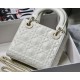 Dior Lady Dior Mini Bag In White Calfskin with Diamond Motif