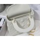 Dior Lady Dior Mini Bag In White Calfskin with Diamond Motif