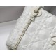 Dior Lady Dior Mini Bag In White Calfskin with Diamond Motif