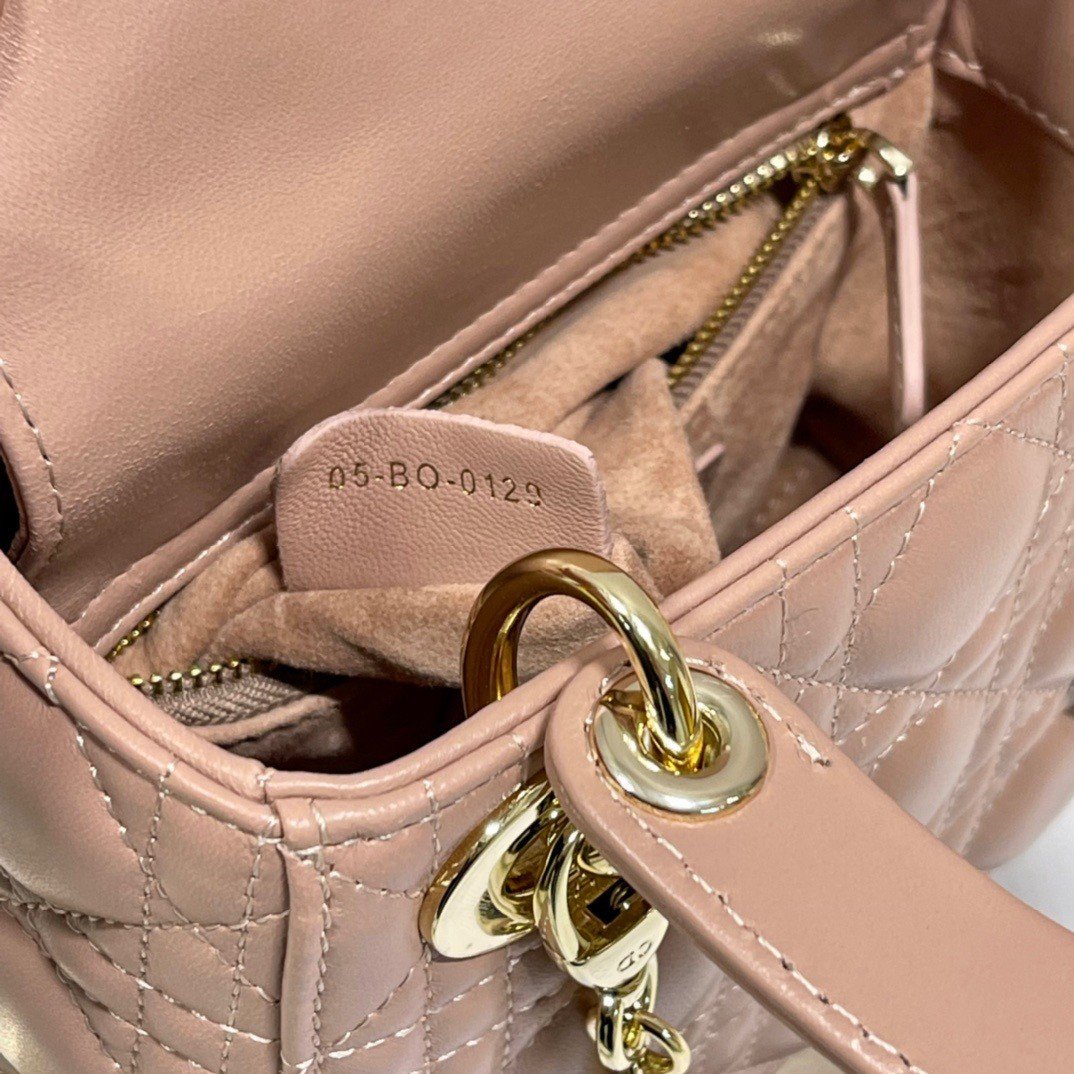 Dior Lady Dior Mini Bag with Chain in Blush Cannage Lambskin