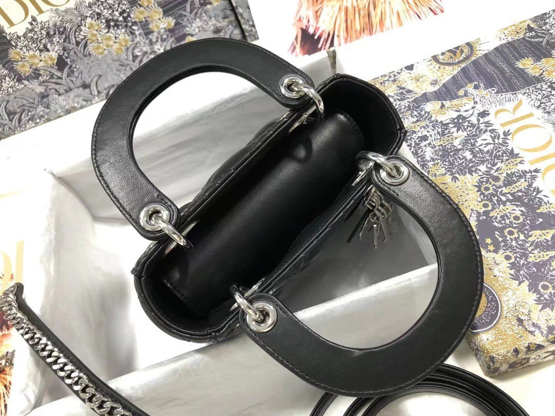 Dior Lady Dior Mini Bag with Chain in Noir Cannage Lambskin