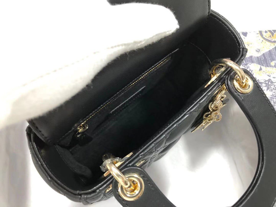 Dior Lady Dior Mini Bag with Chain in Black Cannage Lambskin