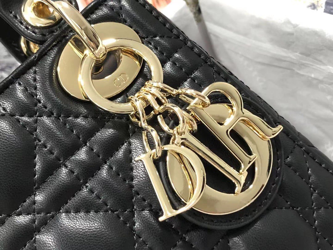 Dior Lady Dior Mini Bag with Chain in Black Cannage Lambskin