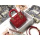 Dior Lady Dior Mini Bag with Chain in Red Cannage Lambskin