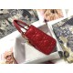 Dior Lady Dior Mini Bag with Chain in Red Cannage Lambskin