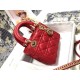 Dior Lady Dior Mini Bag with Chain in Red Cannage Lambskin