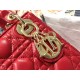 Dior Lady Dior Mini Bag with Chain in Red Cannage Lambskin