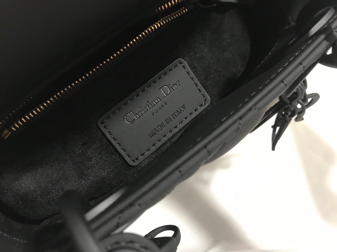 Dior Lady Dior Mini Chain Bag In Black Ultramatte Calfskin