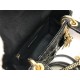 Dior Lady Dior Mini Chain Bag with Chain in Black Patent Calfskin