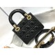 Dior Lady Dior Mini Chain Bag with Chain in Black Patent Calfskin