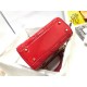 Dior Lady Dior Mini Chain Bag with Chain in Red Patent Calfskin