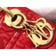 Dior Lady Dior Mini Chain Bag with Chain in Red Patent Calfskin