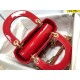 Dior Lady Dior Mini Chain Bag with Chain in Red Patent Calfskin