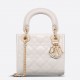 Dior Lady Dior Mini Chain Bag with Chain in White Patent Calfskin