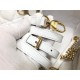 Dior Lady Dior Mini Chain Bag with Chain in White Patent Calfskin