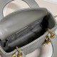 Dior Lady Dior Mini Chain Bag with Chain in Grey Pearlescent Lambskin