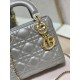 Dior Lady Dior Mini Chain Bag with Chain in Grey Pearlescent Lambskin